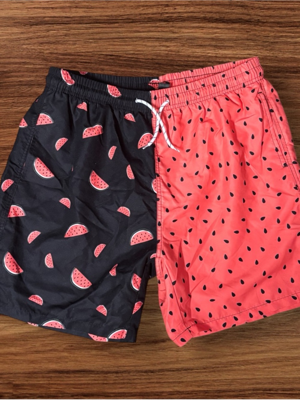 SHEIN Men's Watermelon Inspired Print Split-Panel Swim Trunks